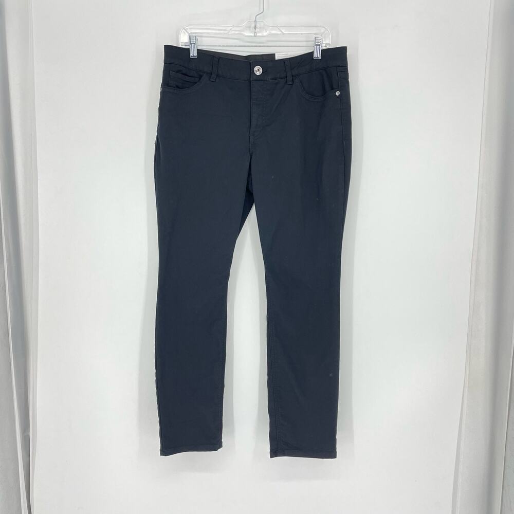 Liz Claiborne Slim Leg Mid Rise Black Pants Size 12 Petite - Picture 3 of 9